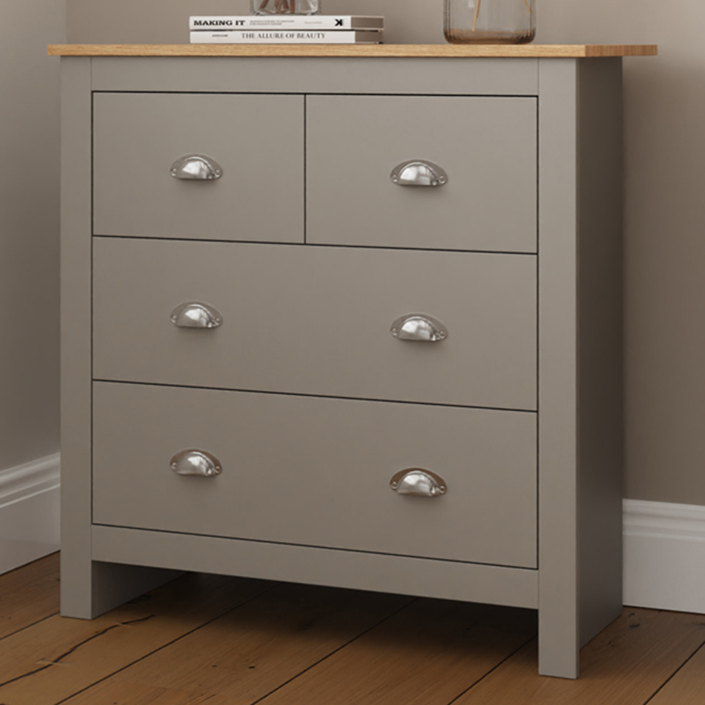 GFW Lancaster 4 Drawer Grey Chest of Drawers Image 1