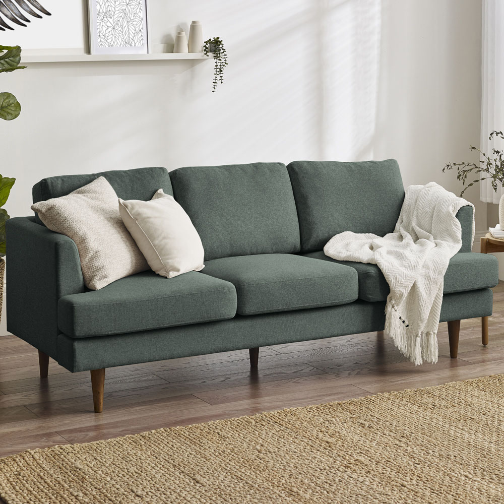 Furniturebox Flora 3 Seater Green Recycled Polyester Sofa  Image 1