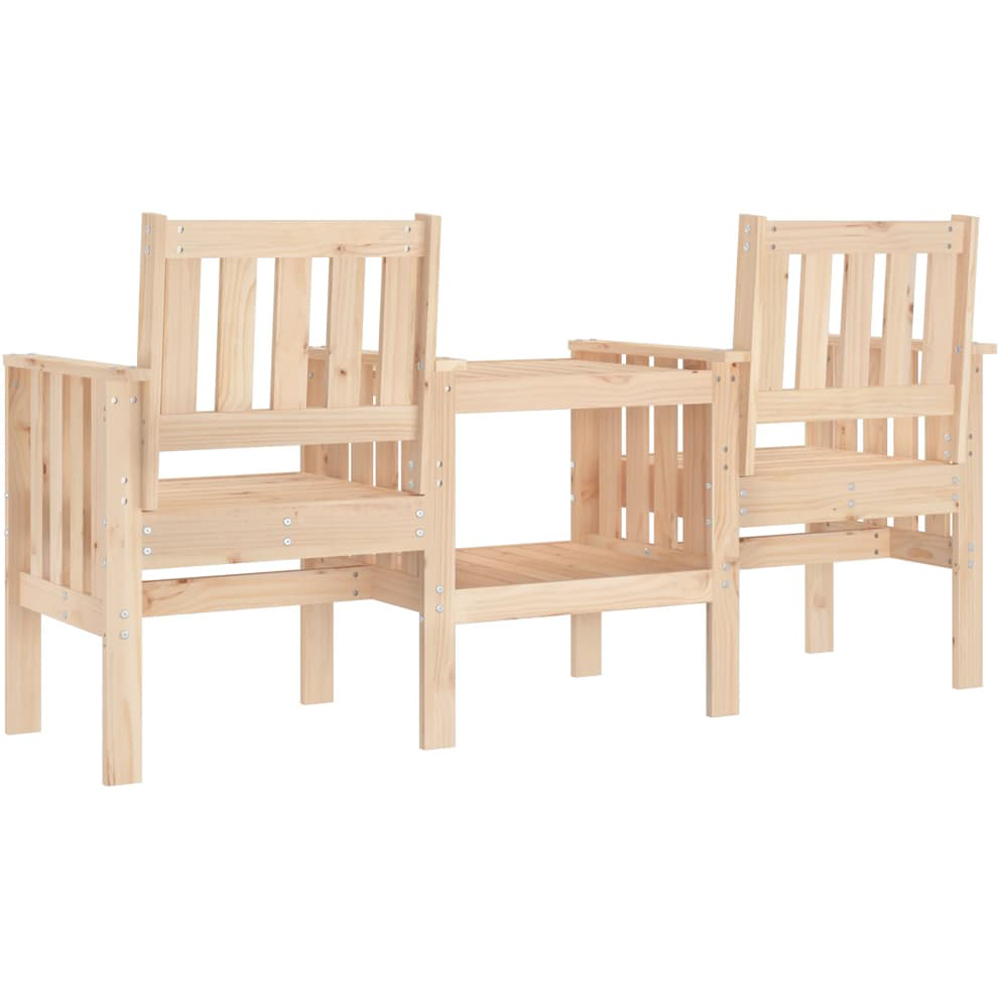vidaXL 2 Seater Natural Solid Pine Wood Slatted Garden Companion Seat Image 4