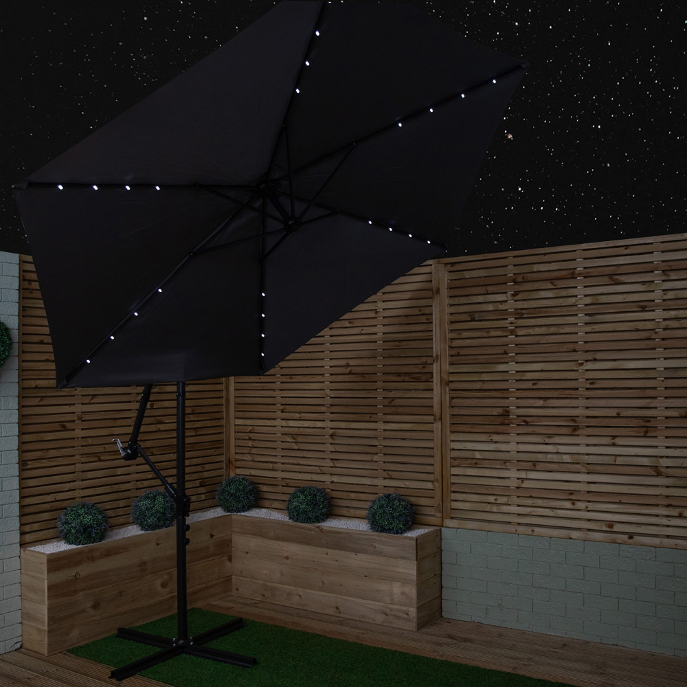 Samuel Alexander Grey Solar Powered Cantilever Garden Parasol with LED Lights 3m Image 4