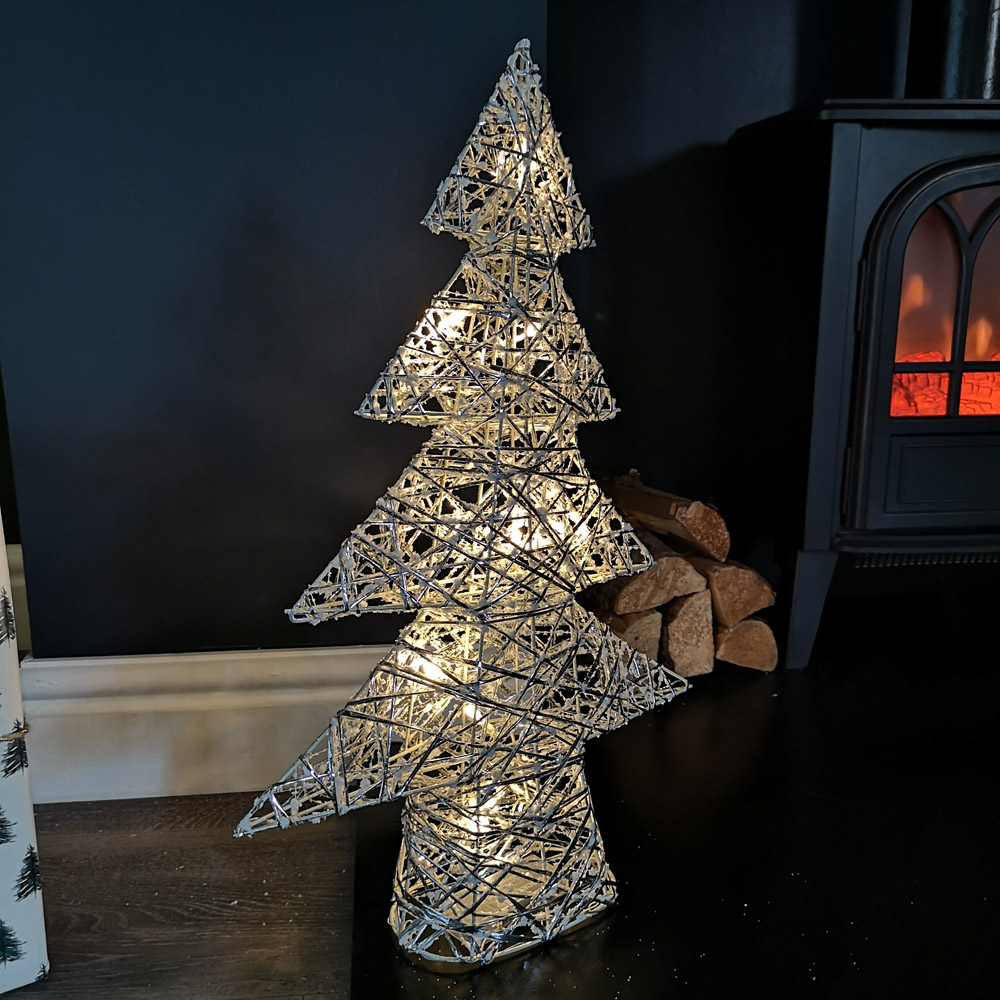 Samuel Alexander Warm White LED Pre Lit Silver Woven Artificial Christmas Tree 1.6ft Image 1