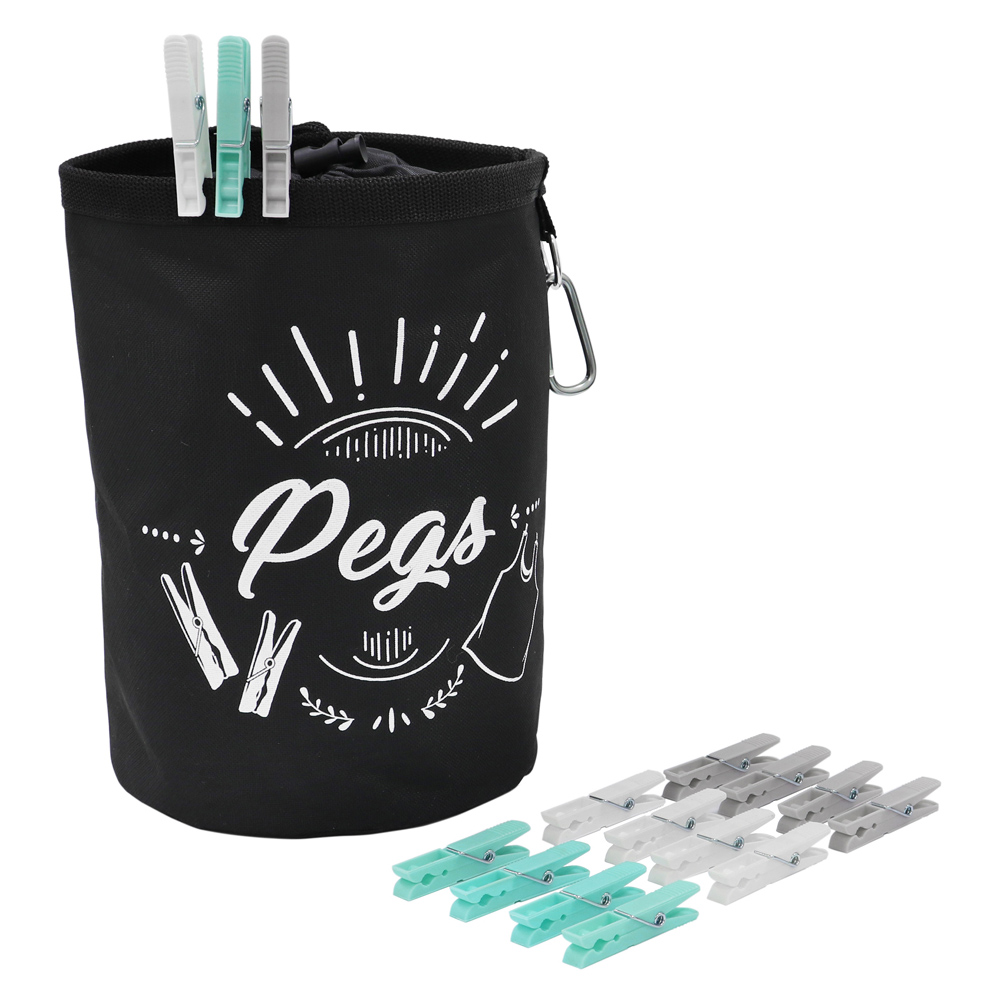 JVL Assorted Plastic Pegs with Bag 200 Pack Image 1