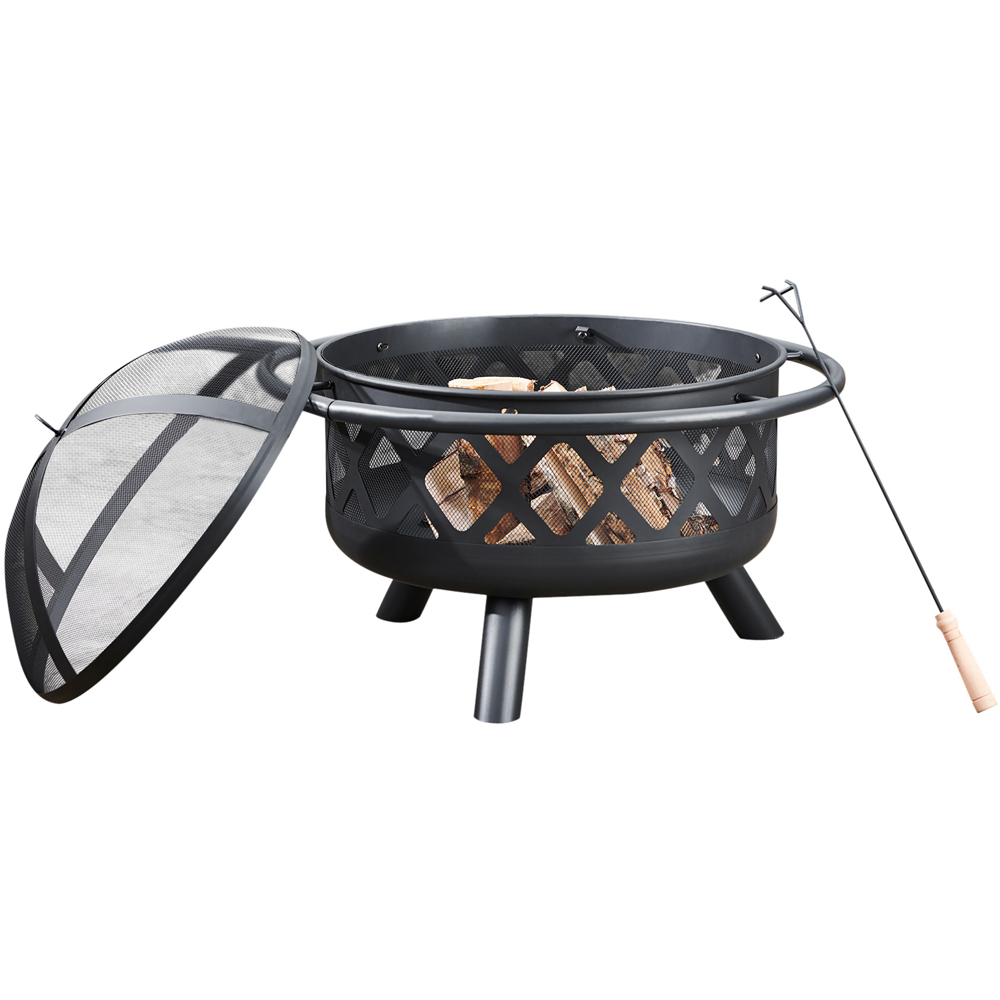 Teamson Home Round Steel Wood Burning Outdoor Fire Pit Image 4