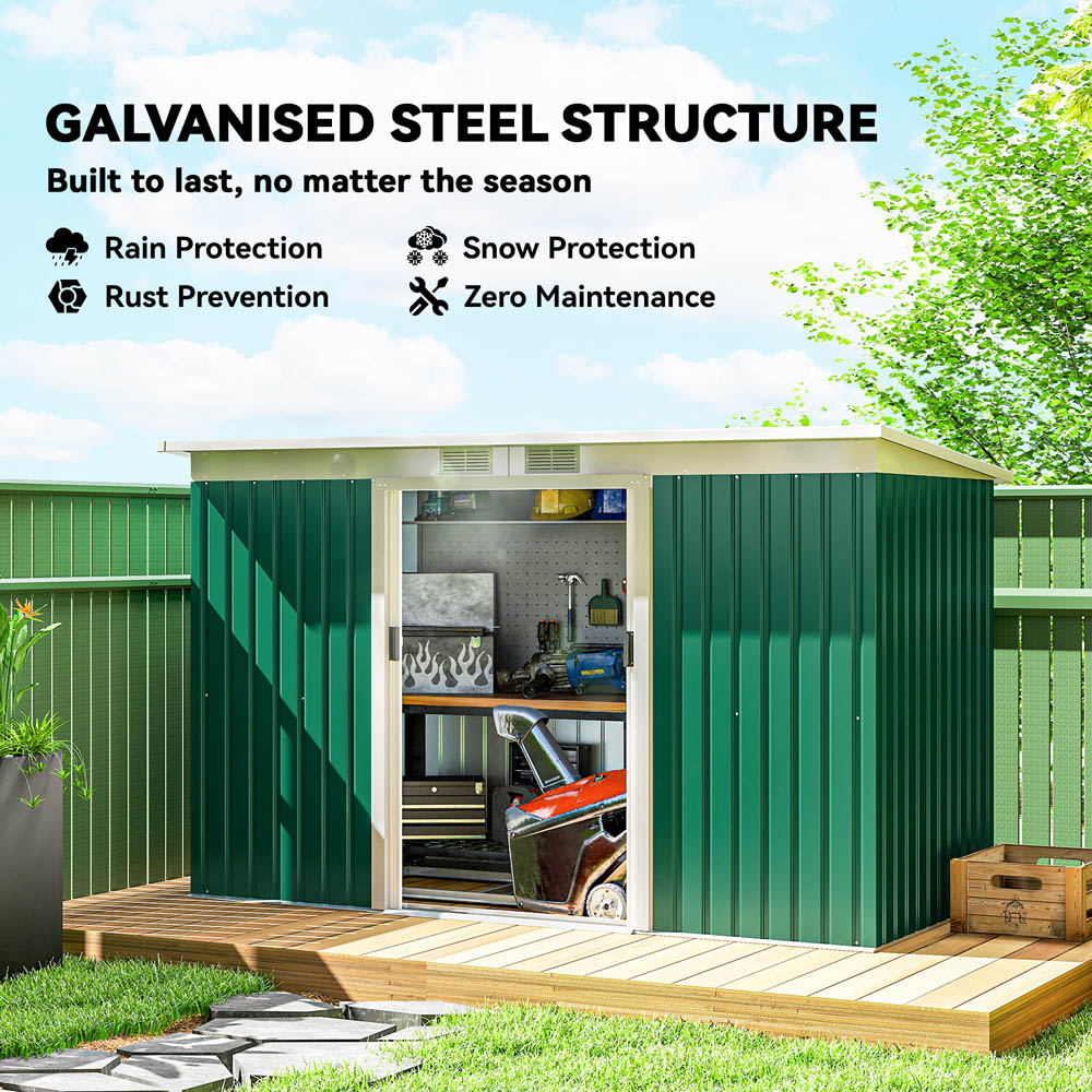 Outsunny 9 x 4ft Green Metal Pent Garden Shed Image 3