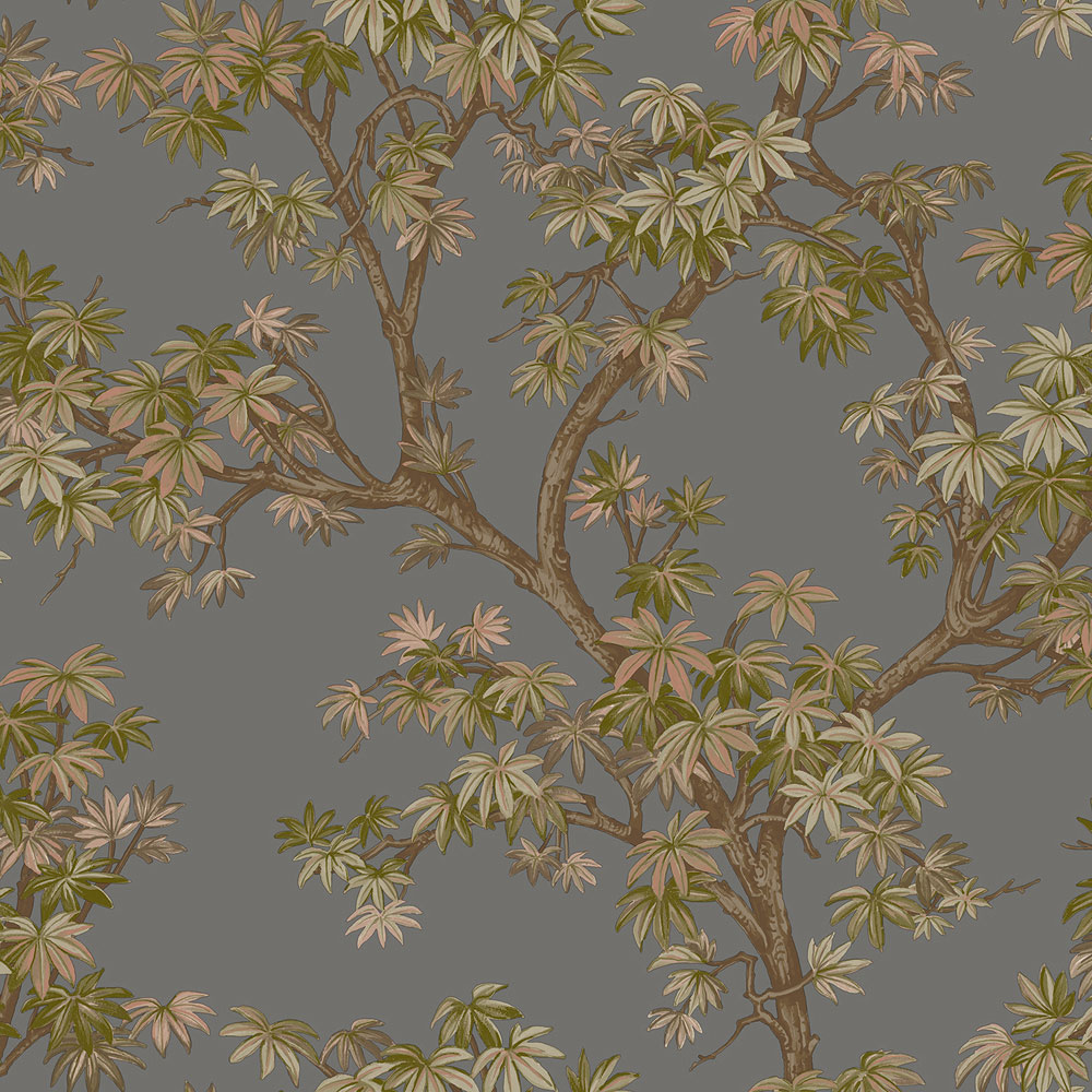 Grandeco Acer Tree Leaves Charcoal Textured Wallpaper By Paul Moneypenny Image 1