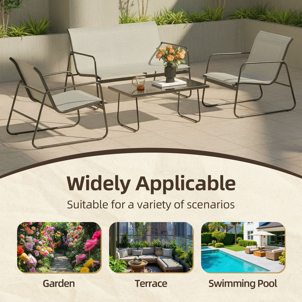 Rattrix 4 Seater Grey Rattan Garden Conversation Set Image 8