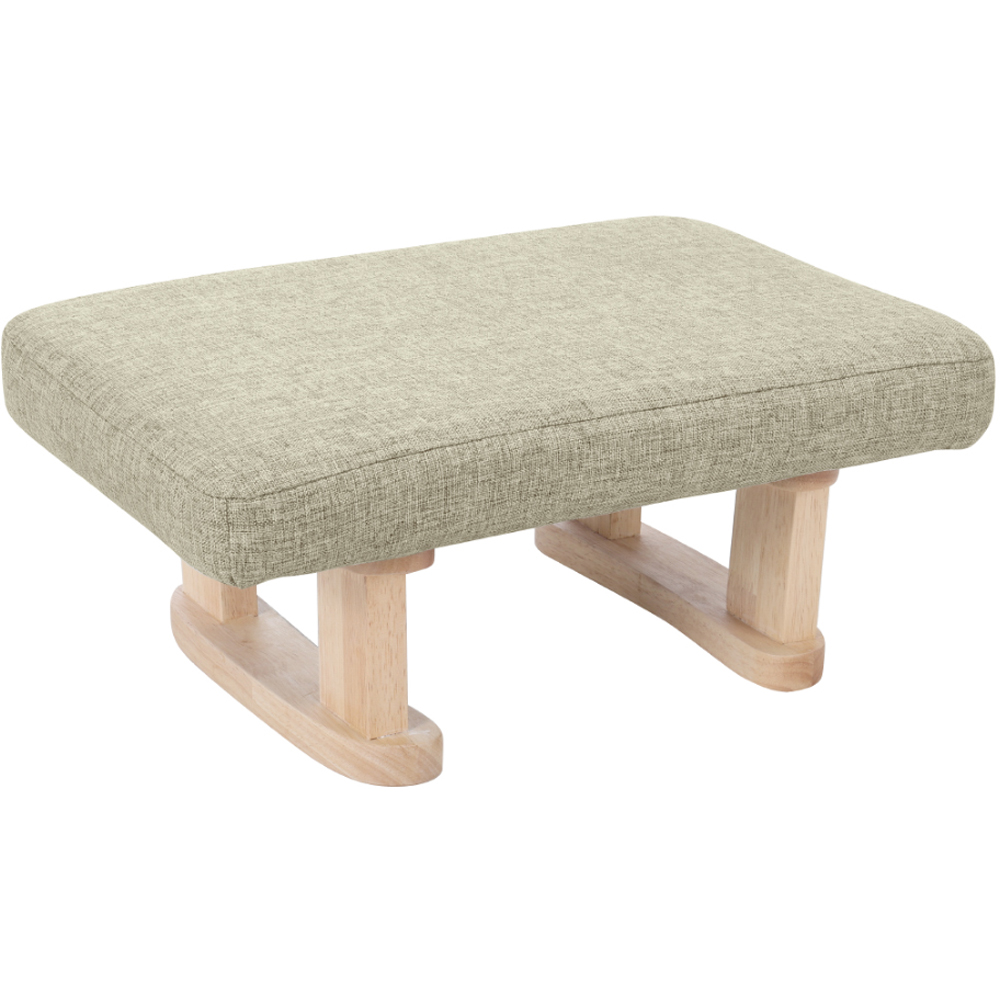 Living and Home Khaki Padded Wooden Rocking Footstool Image 2
