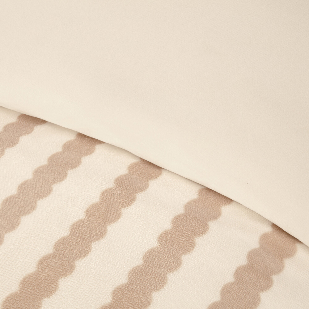 Scallop Stripe Fleece Duvet Set Natural Double Image 4
