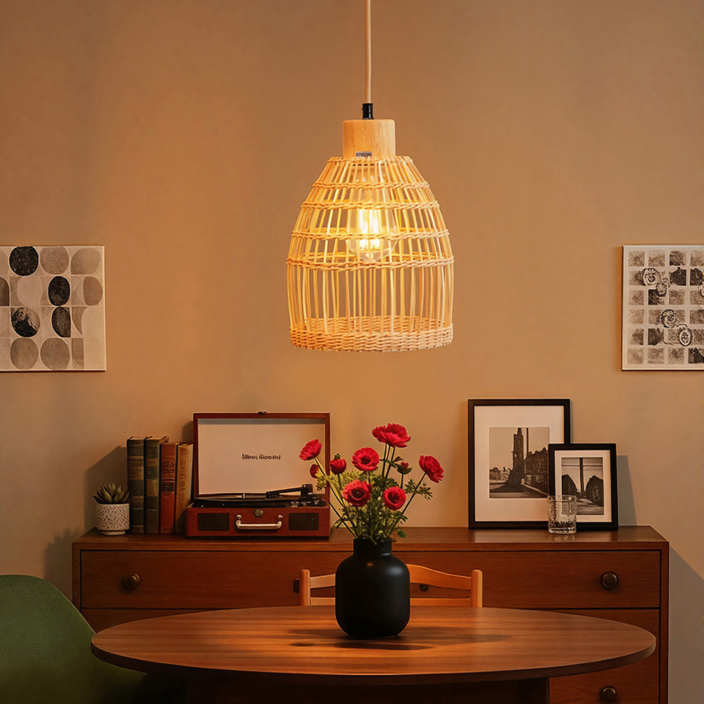 Living and Home Natural Bamboo E27 Pendant Light Image 2