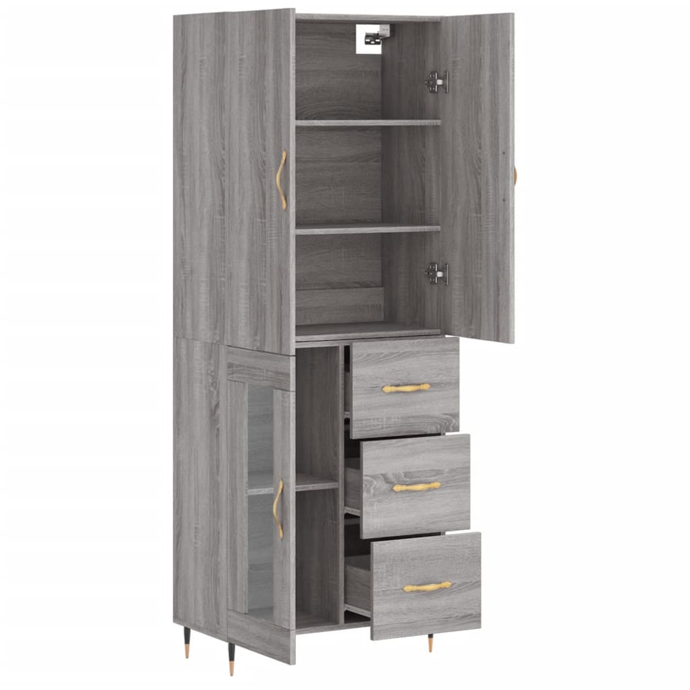 vidaXL 3 Door 3 Drawer Grey Sonoma Highboard Image 4