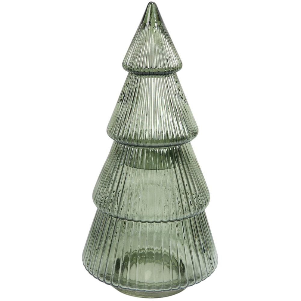 Glass Christmas Tree Jar - Emerald Image 3