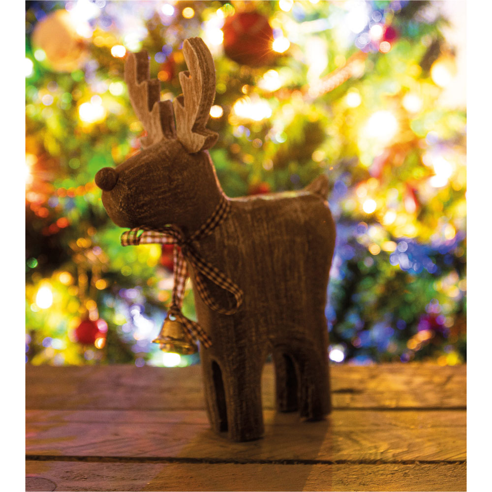 St Helens Brown Wooden Reindeer Decoration Image 3