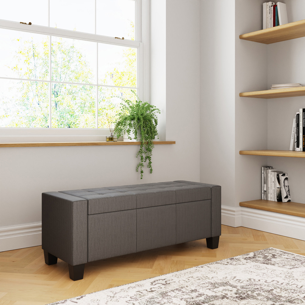 GFW Verona Charcoal Grey Ottoman Storage Bench Image 2