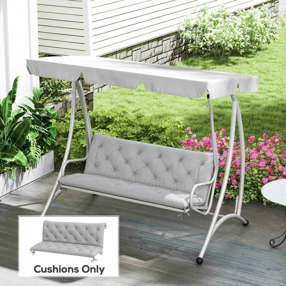 Outsunny 3 Seater Light Grey Garden Bench Replacement Cushion Image 2