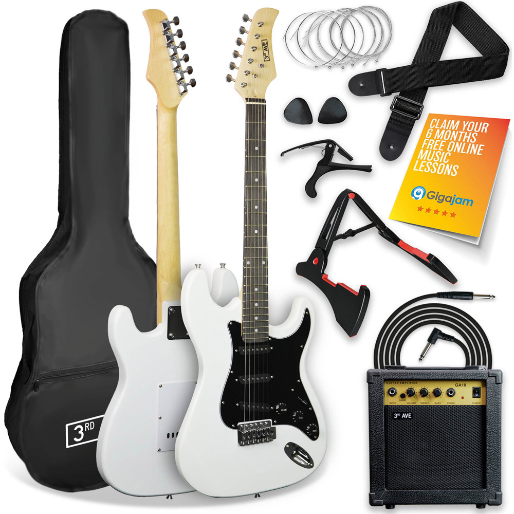 3rd Avenue White Full Size Electric Guitar Set Image 1
