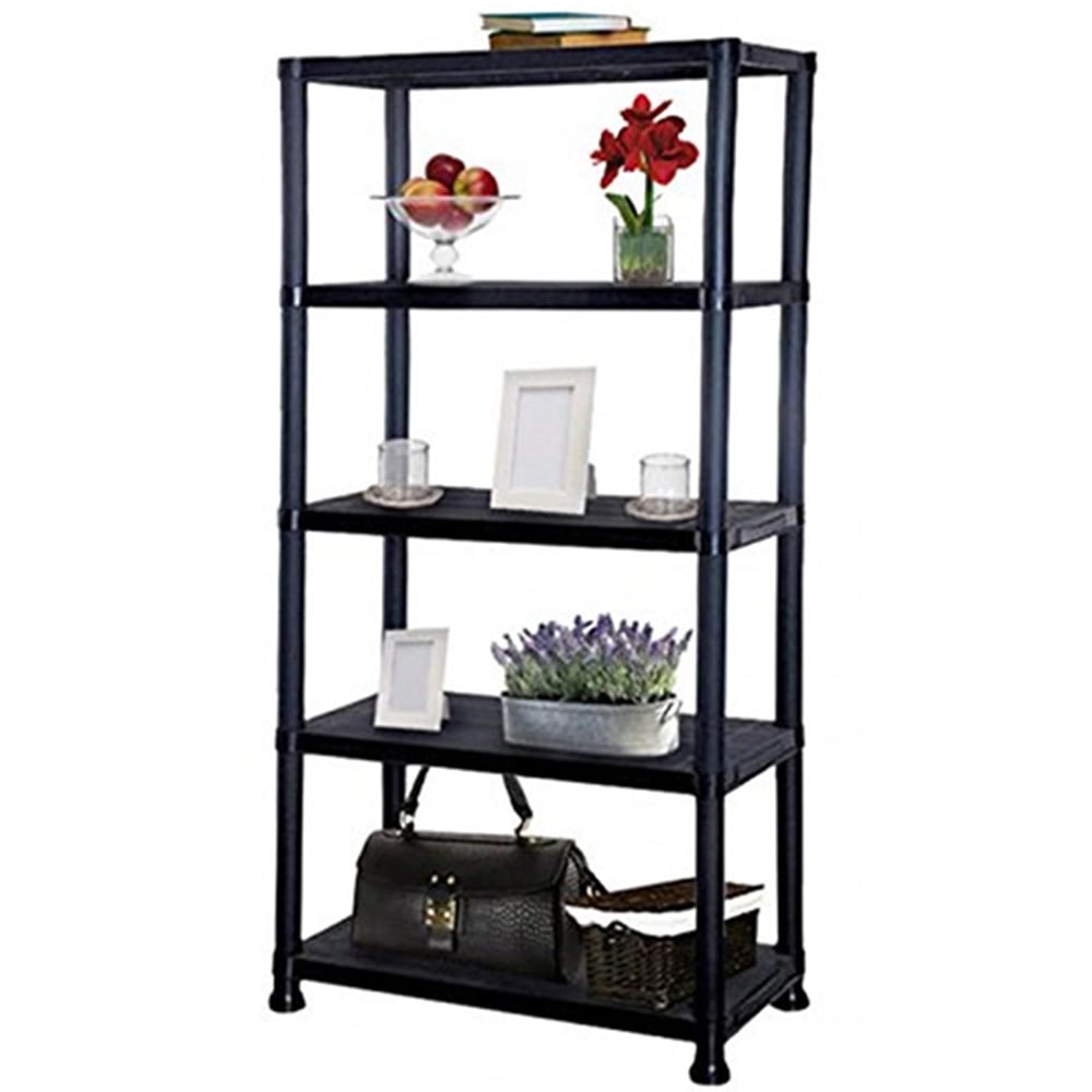 Gr8 Home 4 Shelf Black Plastic Storage Unit Image 1
