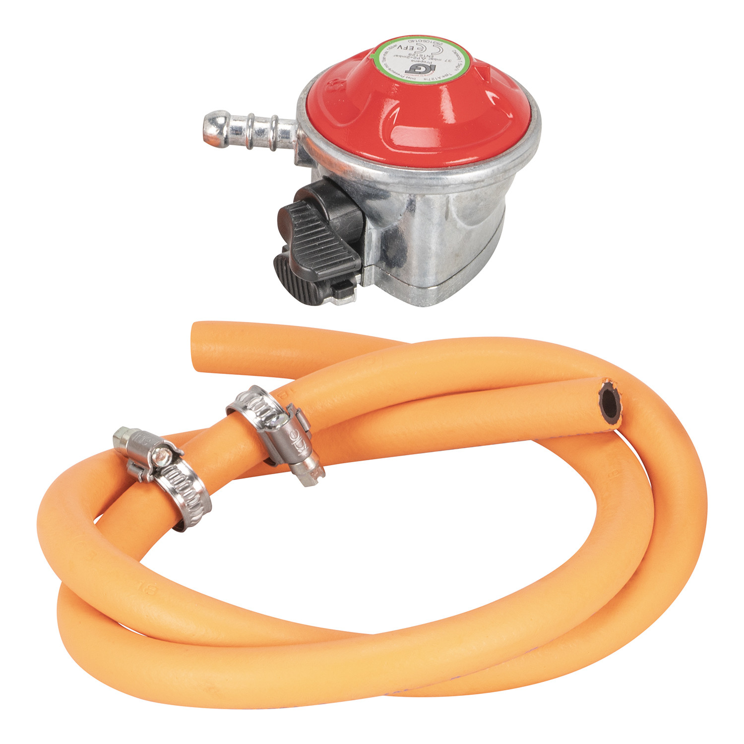 Snap-On Propane Regulator With Hose and Clips - Orange Image