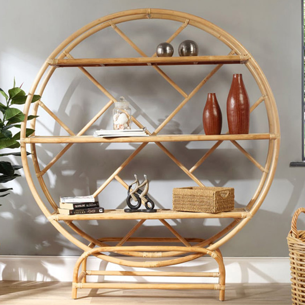 Desser 3 Shelf Rattan Freestanding Large Etagere Bookcase Image 1
