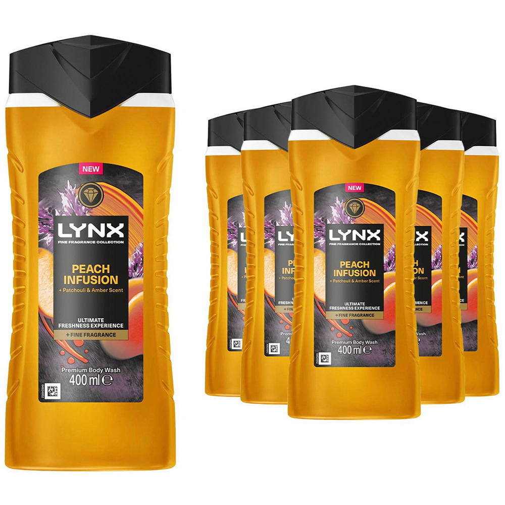 Lynx Peach Infusion Body Wash 400ml 6 Pack Image 1