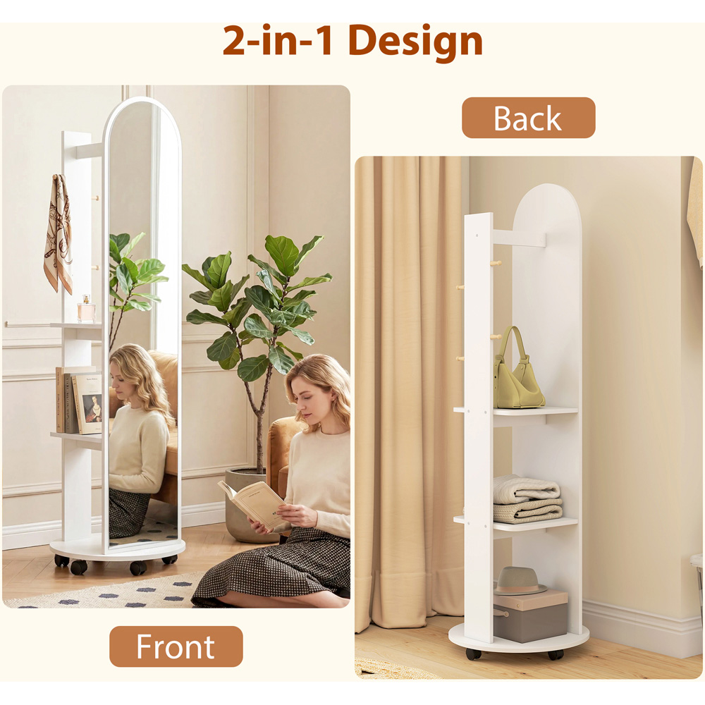 HOMCOM 2-in-1 White Full Length Mirror with Wheels Image 5