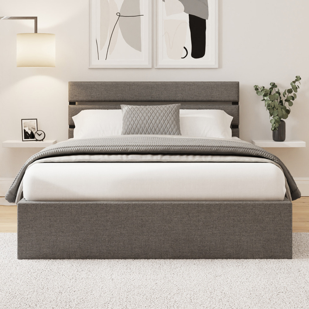 GFW Hudson Double Grey End Lift Ottoman Bed Image 1