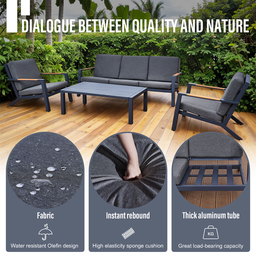 Oseasons Malibu 5 Seater Grey Aluminium Lounge Set Image 6