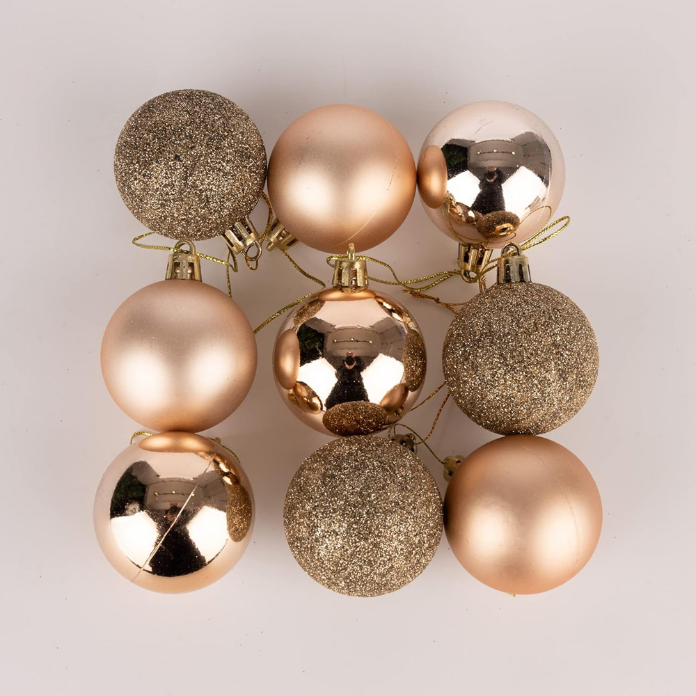 Shatchi 5cm Champagne Gold Shatterproof Christmas Baubles 9 Pack Image 5