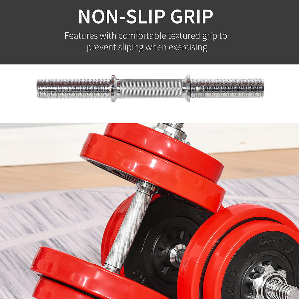 HOMCOM 2 in 1 Red Adjustable Dumbbell and Barbell Set 20kg Image 6