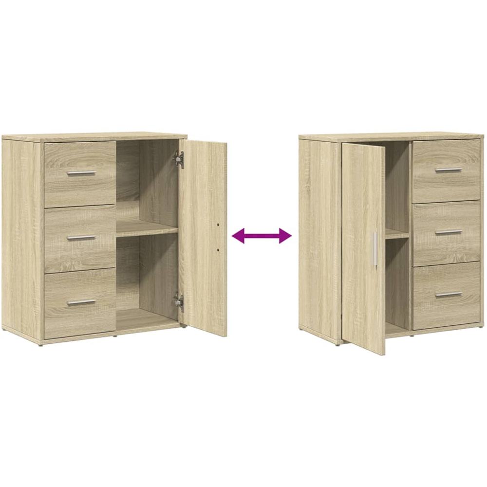 vidaXL Single Door 3 Drawer Sonoma Oak Sideboard Set of 2 Image 8