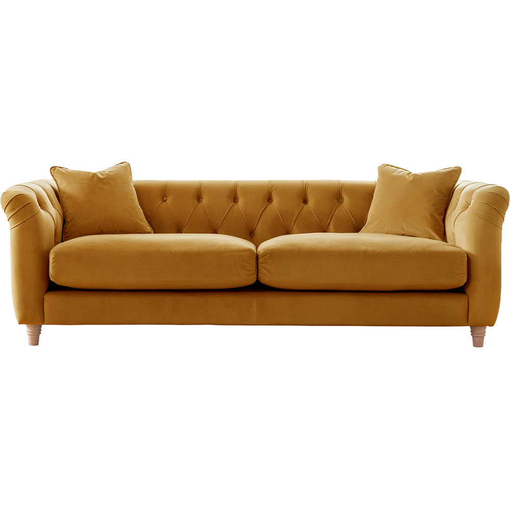 Elsie Chesterfield 3 Seater Ochre Plush Velvet Sofa Image 2