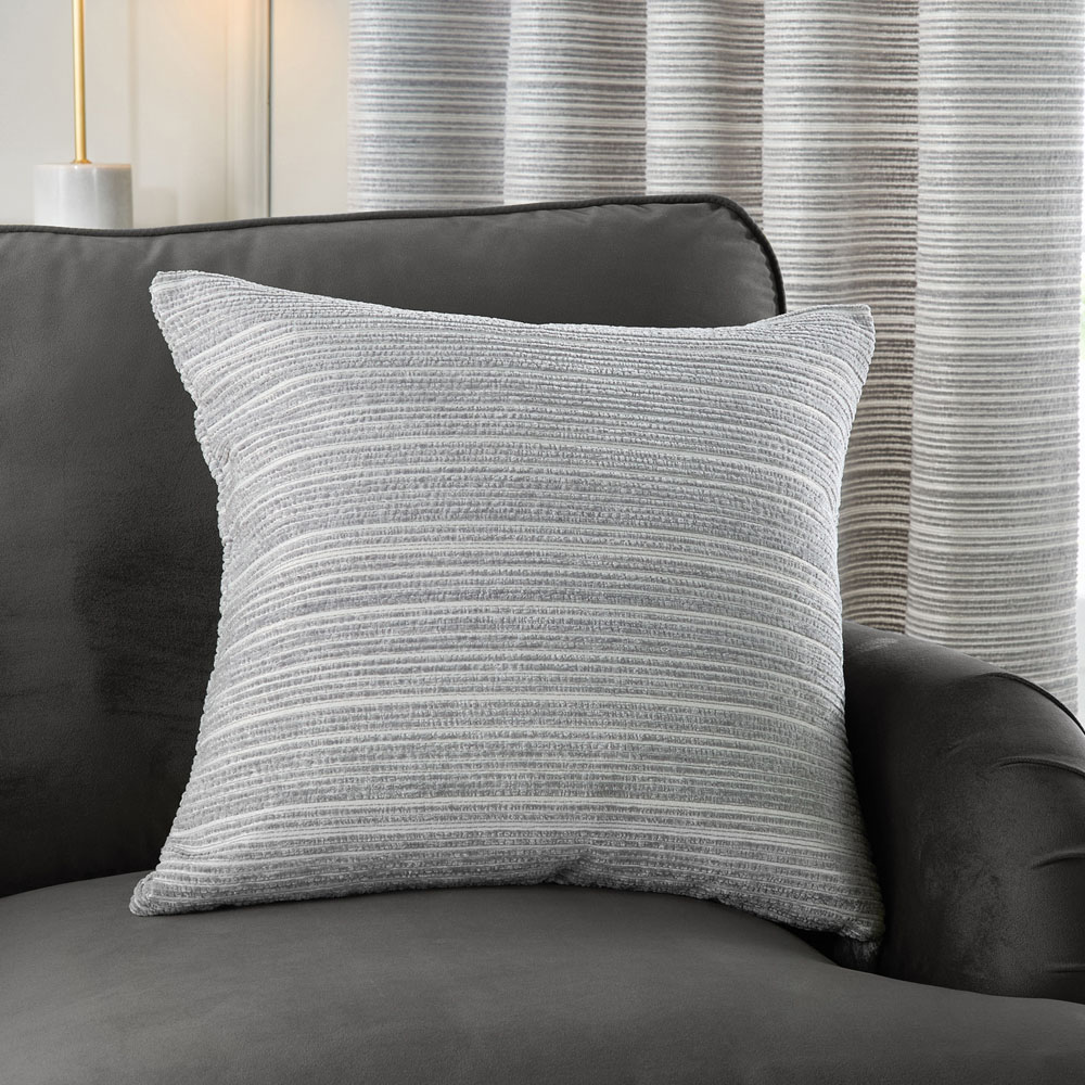 Paoletti Jupiter Silver Chenille Jacquard Cushion 50 x 50cm Image 2