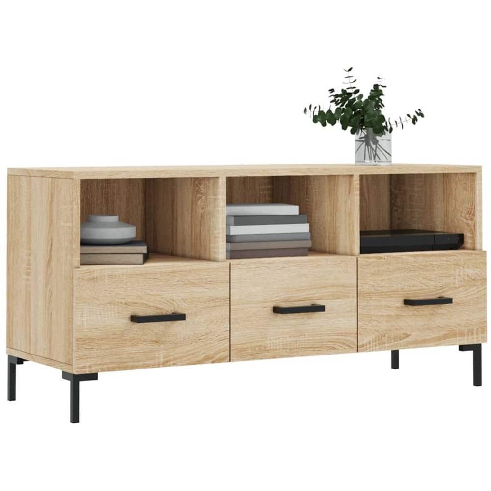 vidaXL 3 Drawer 3 Shelf Sonoma Oak TV Cabinet Image 3