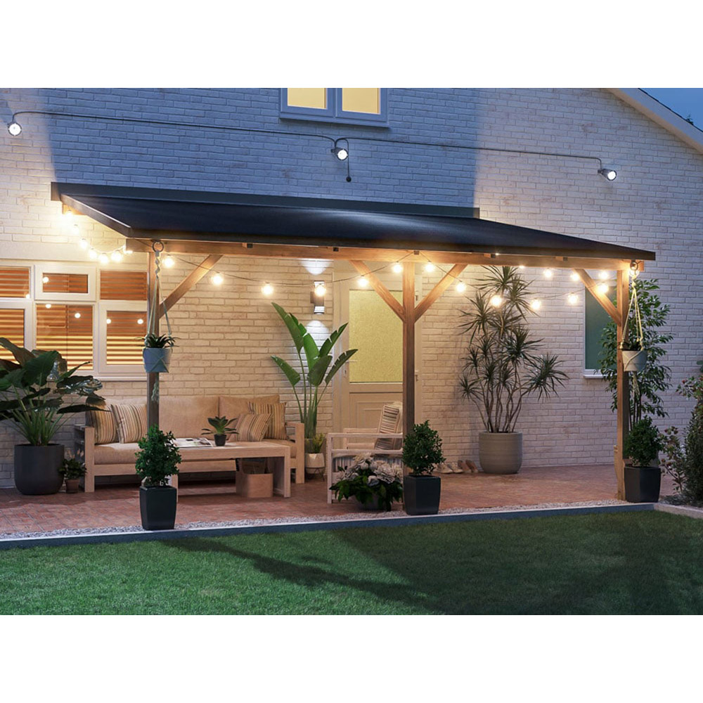 Dunster House Utopia 4 x 3m Brown Wall Mounted Superfelt Lean To Gazebo Image 6