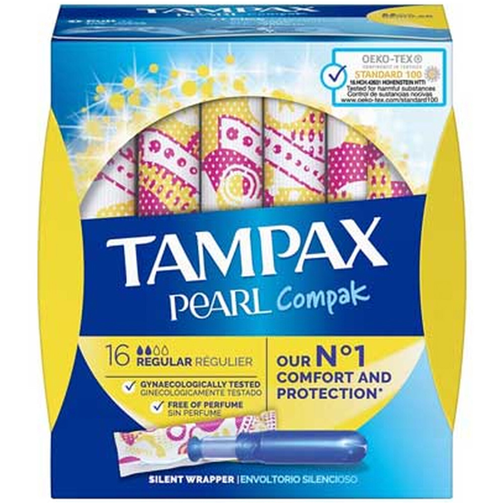 Tampax Pearl Compak Regular Tampons 16 Pack Image