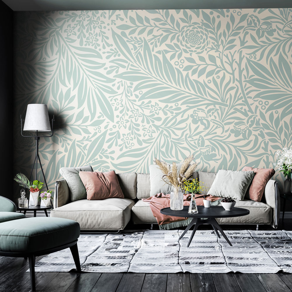 Origin Murals Trailing Ferns Blue Wall Mural Image 1