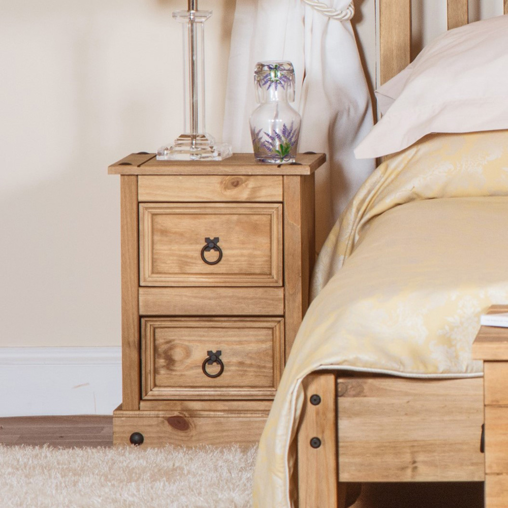 Corona 2 Drawer Antique Wax Petite Bedside Table Image 5