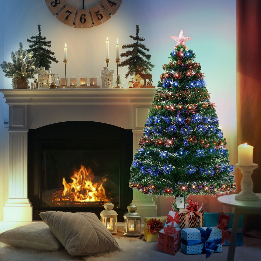 Everglow Multicolour Fibre Optic LED Green Artificial Christmas Tree 4ft Image 2