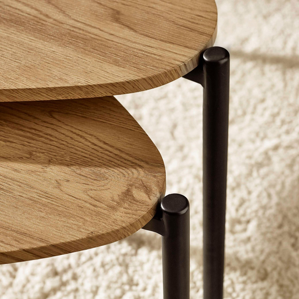 Julian Bowen Lorette Oak Effect Teardrop Nest of Tables Set of 3 Image 6