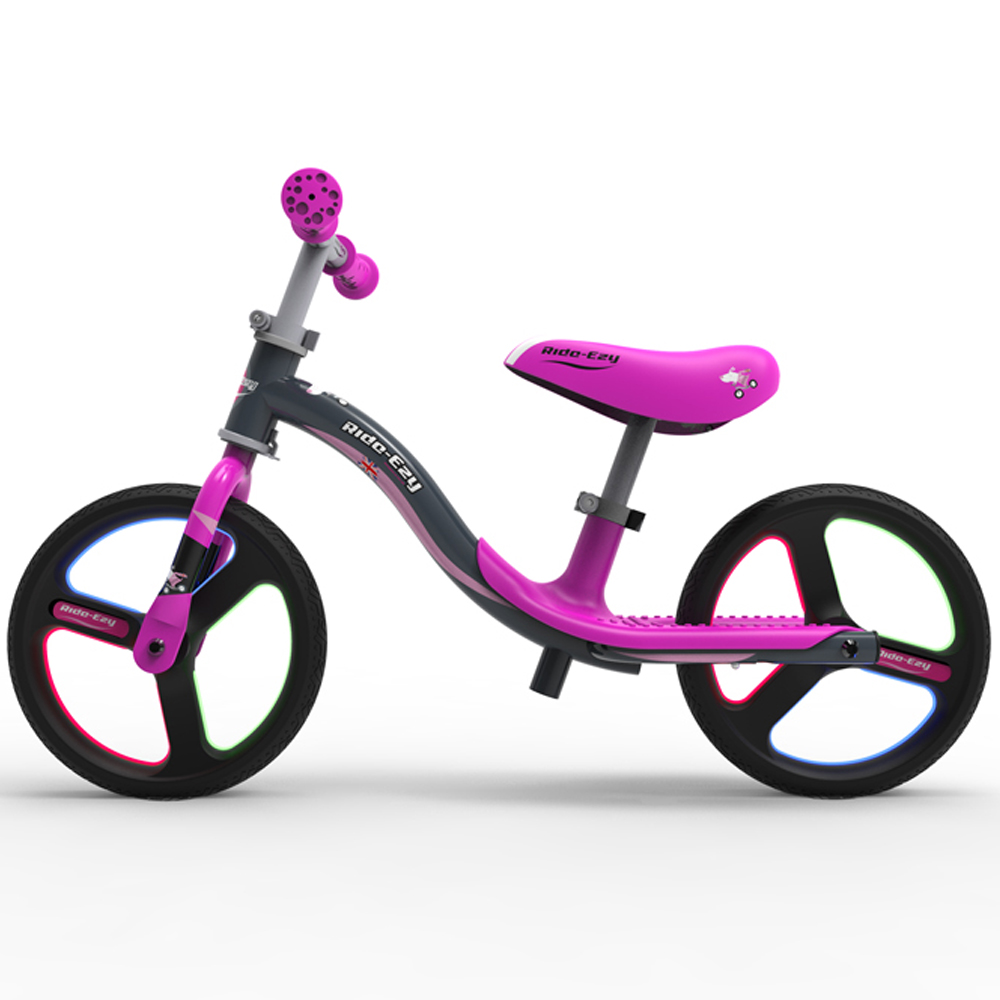 Ride-Ezy Go Glo Pink Silver 2 Wheel Balance Bike Image 3