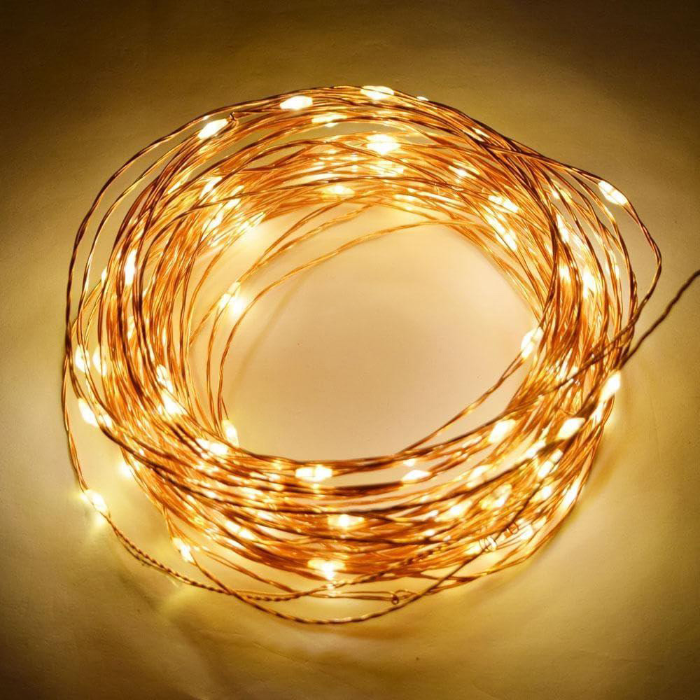 Shatchi 20 Warm White LED Gold Copper Wire Christmas String Light 2m 2 Pack Image 1