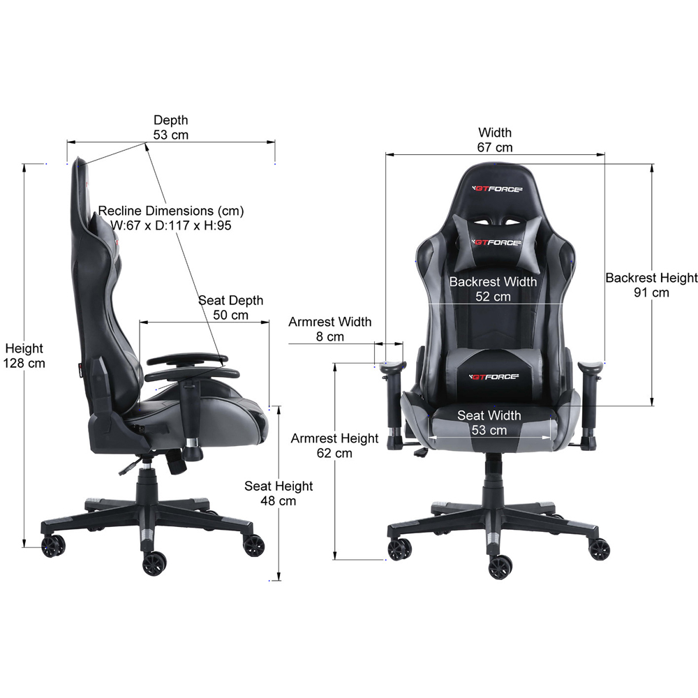 Furniture Online Pro Fx Grey Faux Leather Reclining Gaming Chair Image 9
