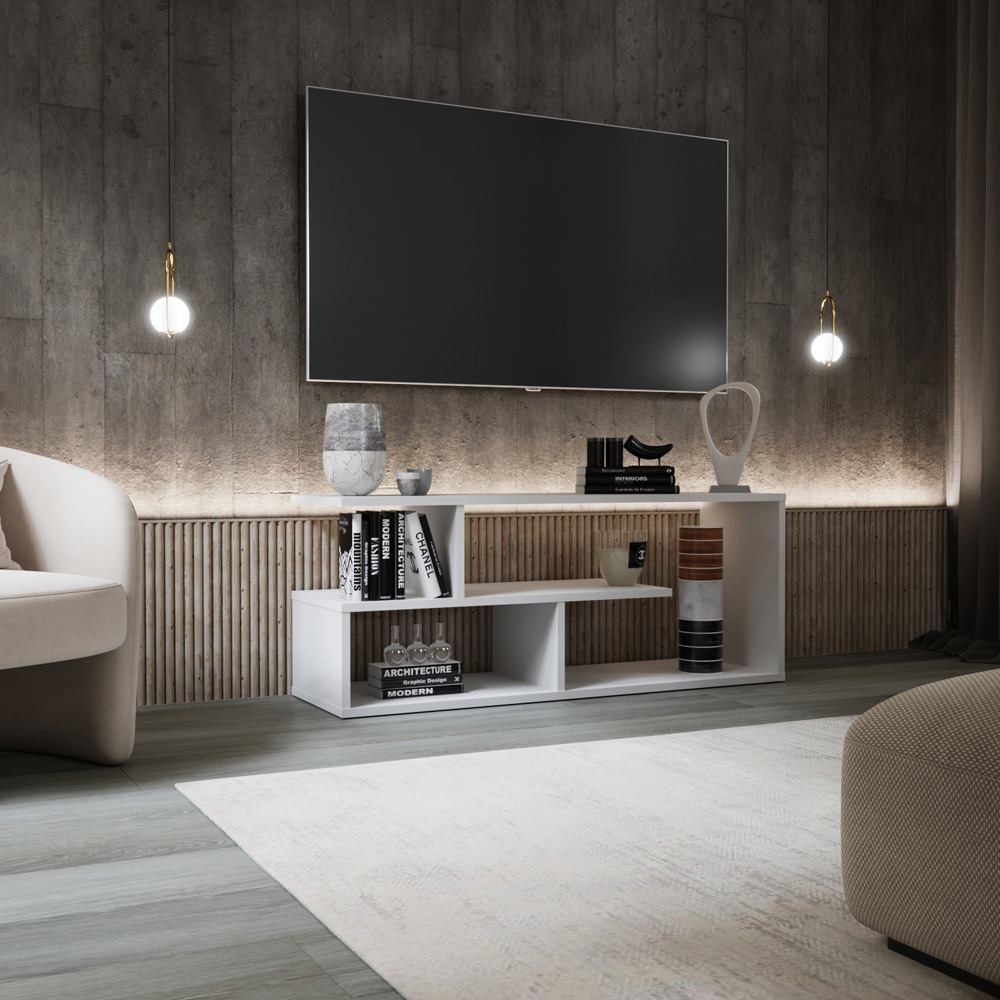 Shefa Eden 4 Shelf White TV Unit Image 3