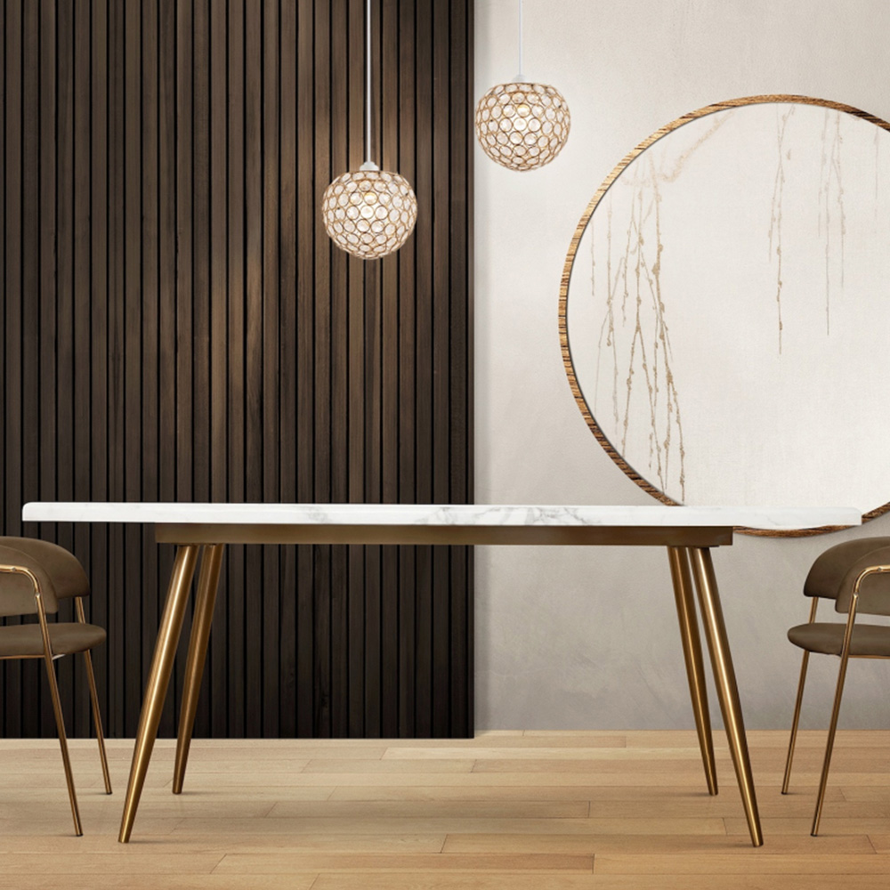 Happy Homewares Round Gold Globe Small Clear Acrylic Beads Pendant Shade Image 2