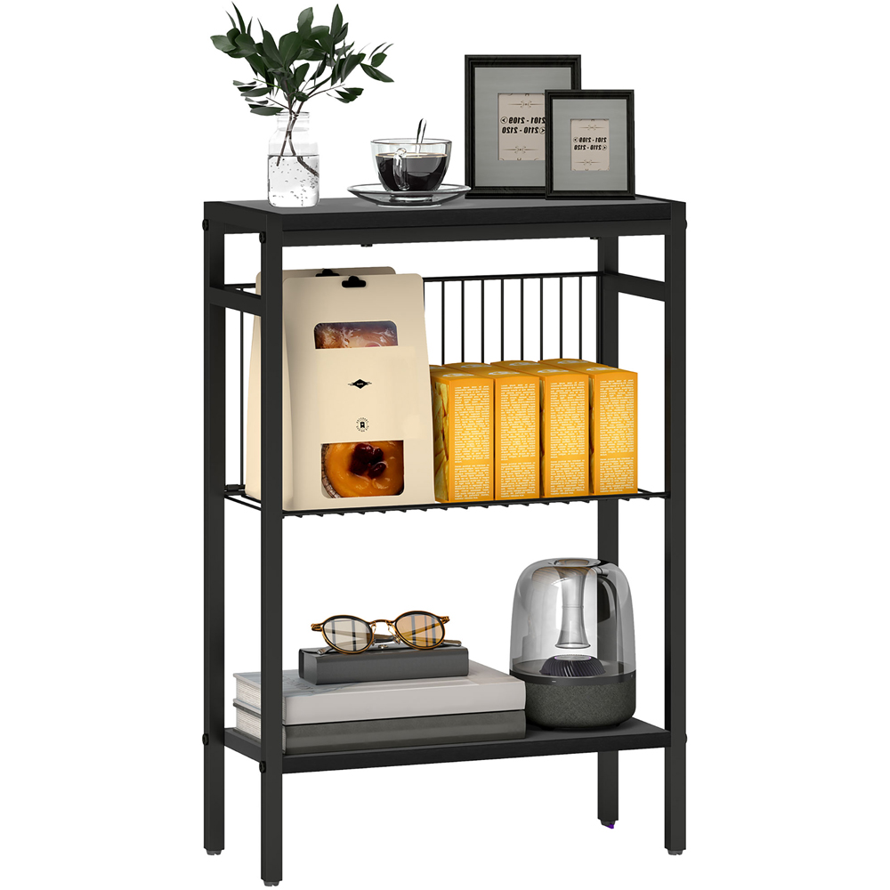 HOMCOM 2 Shelf Black Side Table Image 2