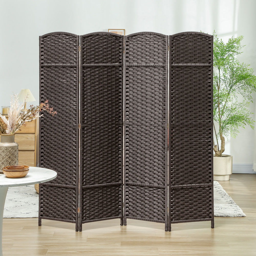 HOMCOM 4 Panel Brown Folding Room Divider 160 x 170cm Image 7