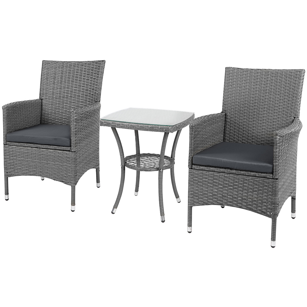 Outsunny Rattan Effect 2 Seater Bistro Set Grey Image 2