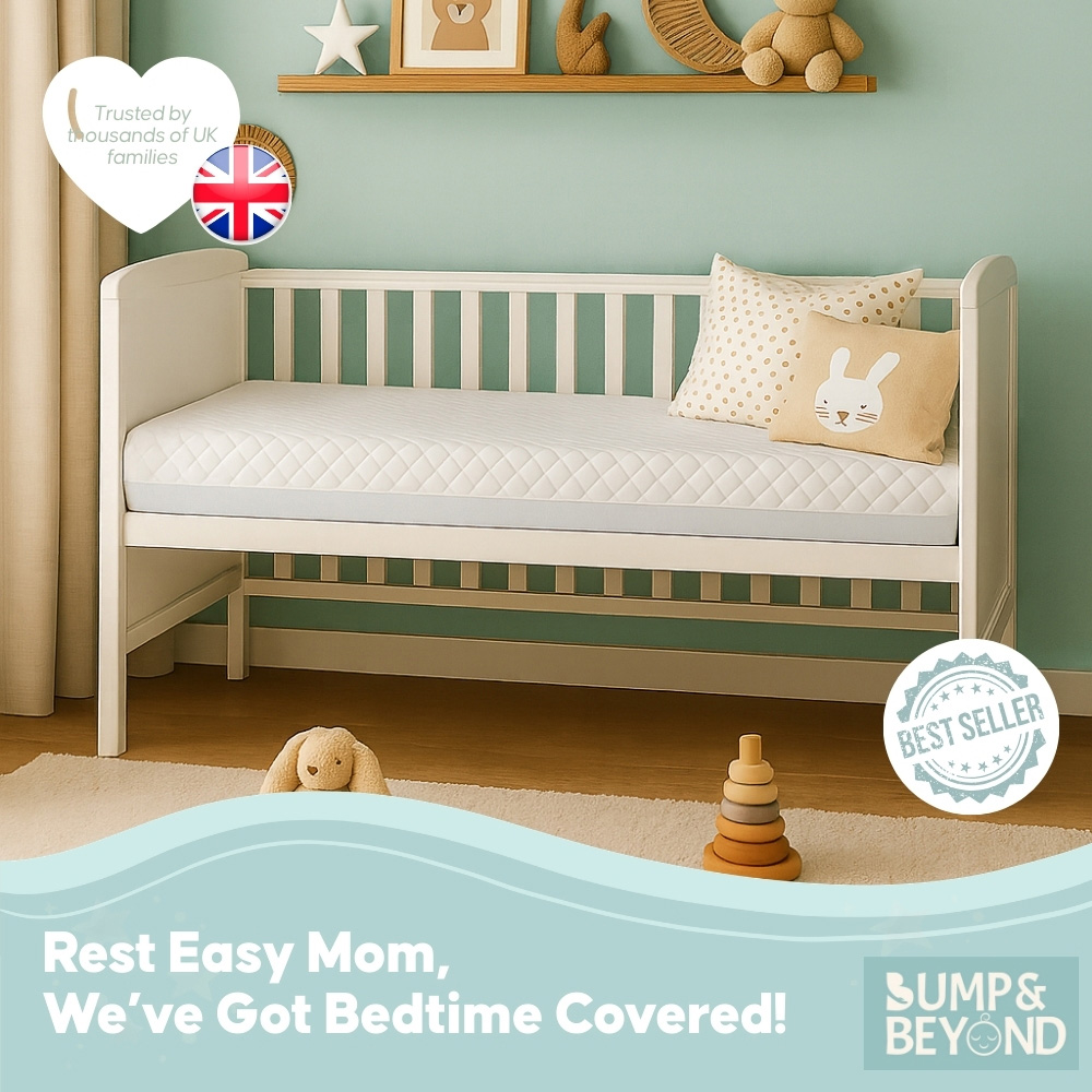 Bump and Beyond White Breathable Firm Support Waterproof Baby Cot Bed Mattress 140 x 70 x 5cm Image 7