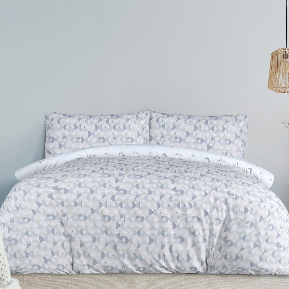 Smart Living King Size Blue Circle Geo Reversible Duvet Set Image 1