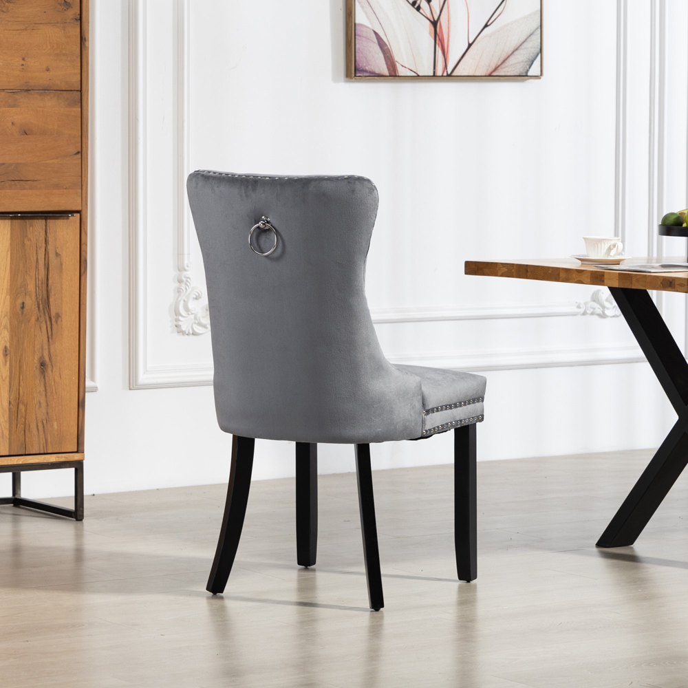 Artemis Home Ceres Set of 2 Grey Velvet Fabric Dining Chair Image 4