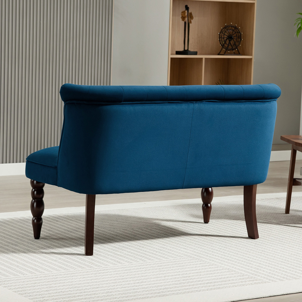 Portland 2 Seater Dark Blue Velvet Feel Wingback Sofa Image 5